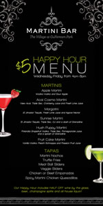 Martini Bar Happy Hour Menu